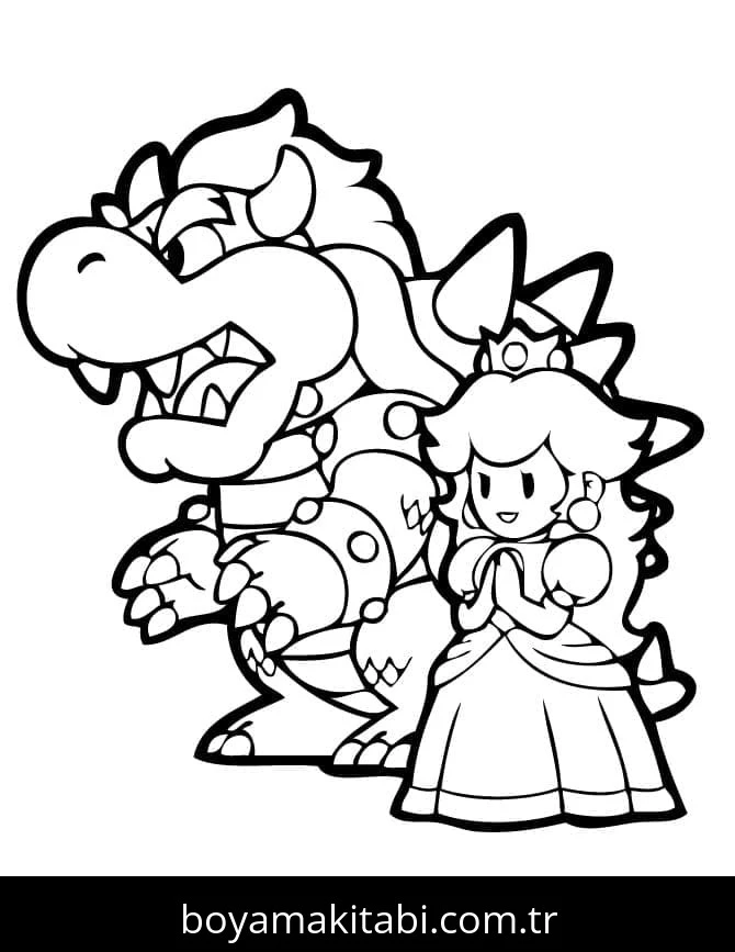 Bowser boyama sayfası – PDF indir, sevimli karakter