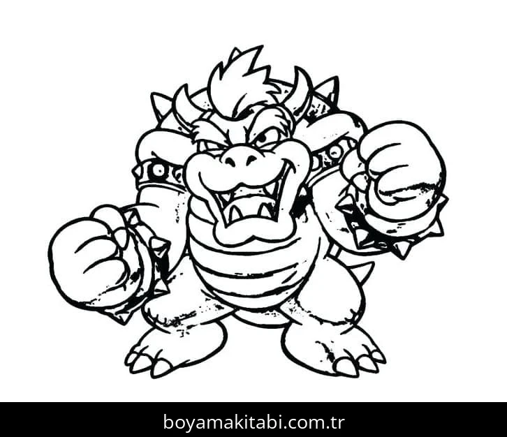 Bowser boyama sayfası – çocuklar için, çizgi film temalı