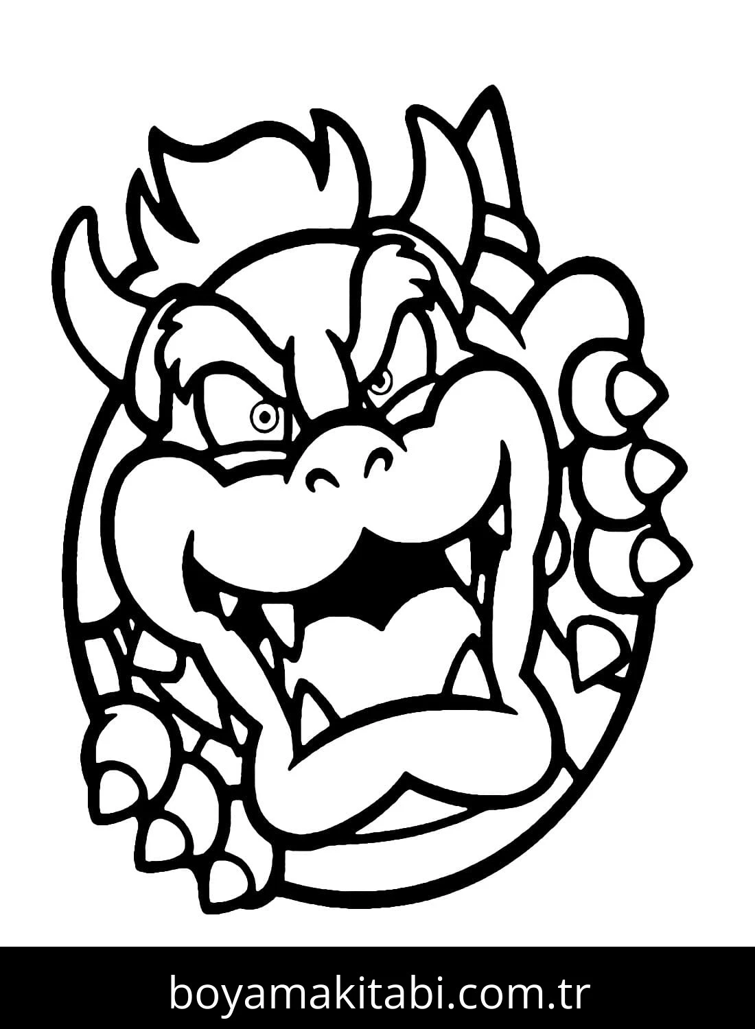 Bowser boyama sayfası – kolay boyama, eğitici aktivite