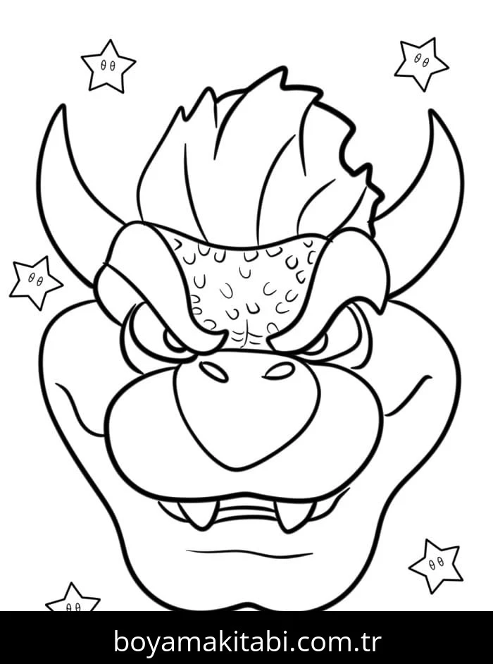 Bowser boyama sayfası – eğlenceli etkinlik, el becerilerini geliştirir