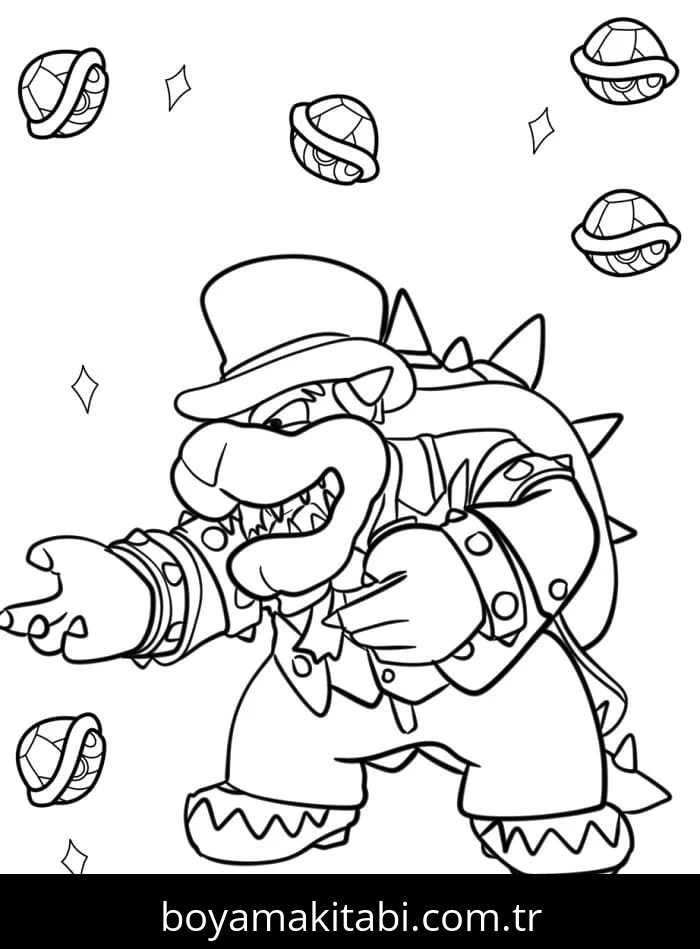 Bowser boyama sayfası – yaratıcılığı geliştirir, keyifli zaman