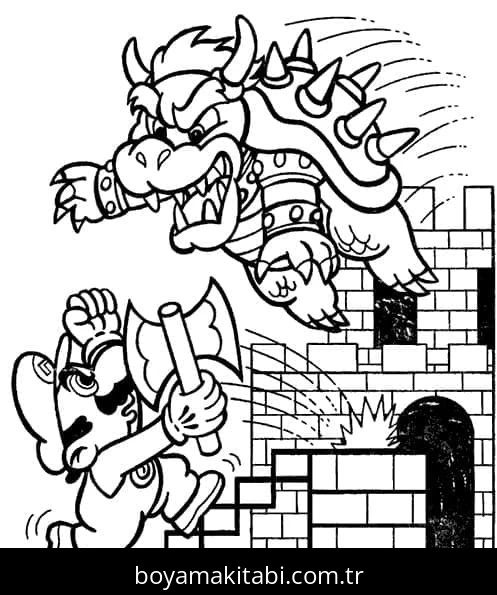 Bowser boyama sayfası – boyama etkinliği, çocuk aktivitesi
