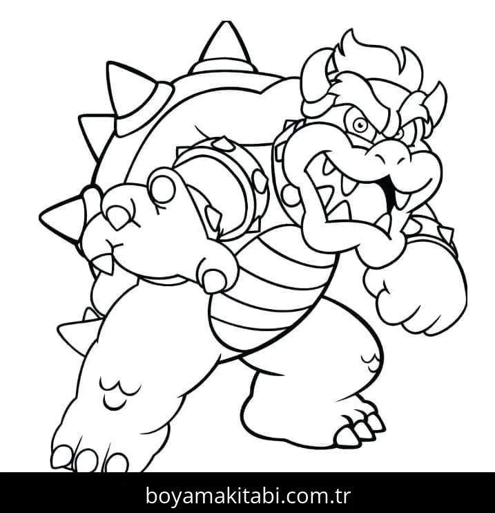 Bowser boyama sayfası – sevimli karakter, sanatsal çalışma