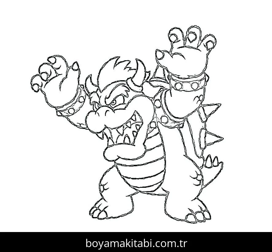 Bowser boyama sayfası – el becerilerini geliştirir, boyama çalışması