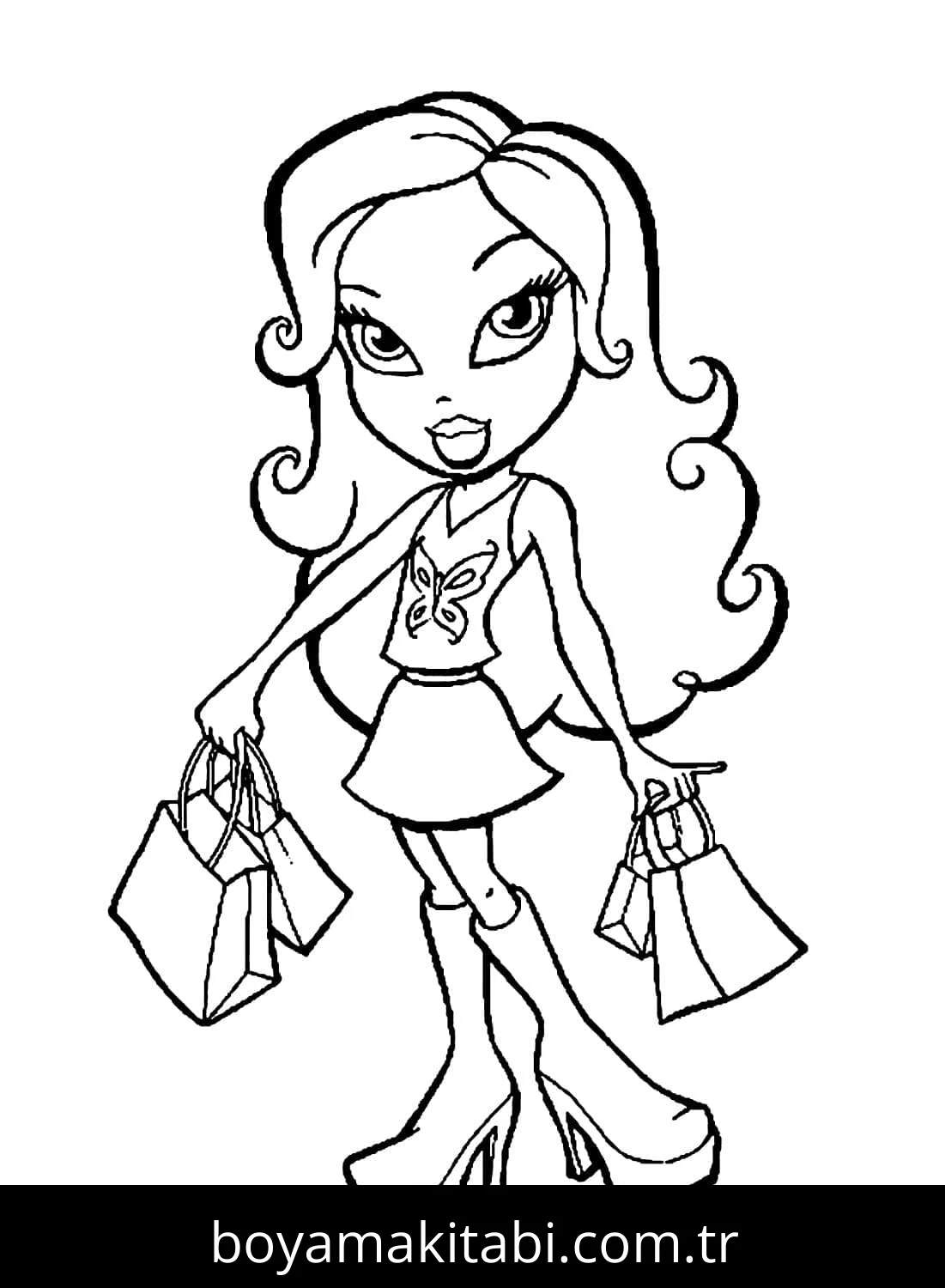 Bratz boyama sayfası – sevimli karakter, sanatsal çalışma