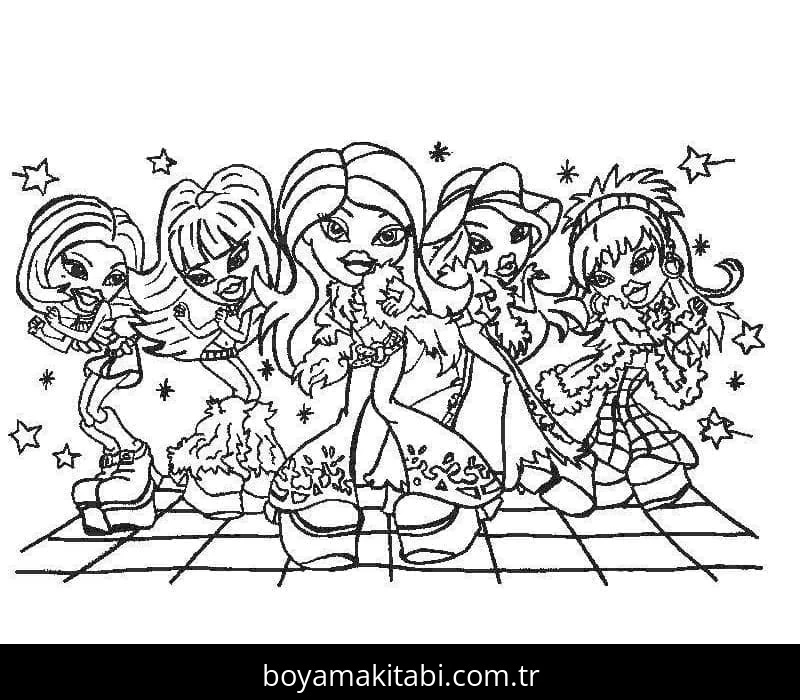 Bratz boyama sayfası – basit çizim, kolay boyama