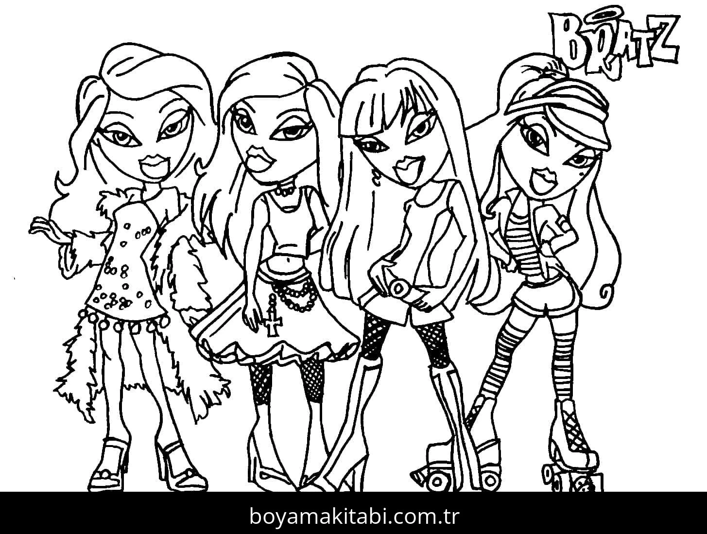 Bratz boyama sayfası – PDF indir, sevimli karakter