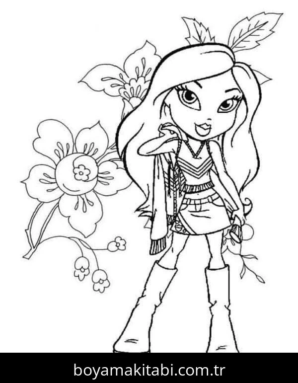Bratz boyama sayfası – sevimli karakter, sanatsal çalışma