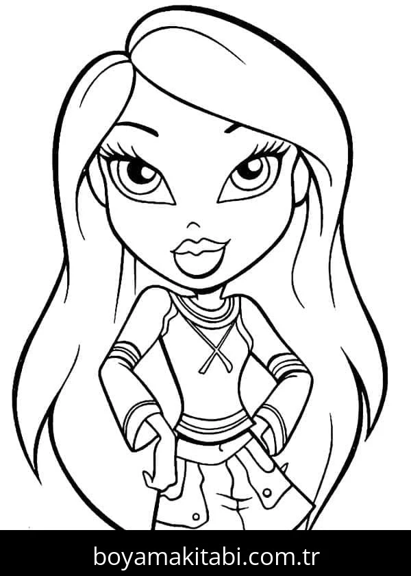 Bratz boyama sayfası – el becerilerini geliştirir, boyama çalışması