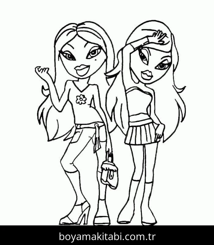 Bratz boyama sayfası – renkli çizimler, okul öncesi