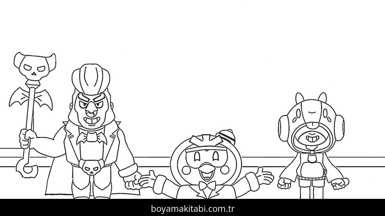 Brawl Stars boyama sayfası – çocuklar için, çizgi film temalı
