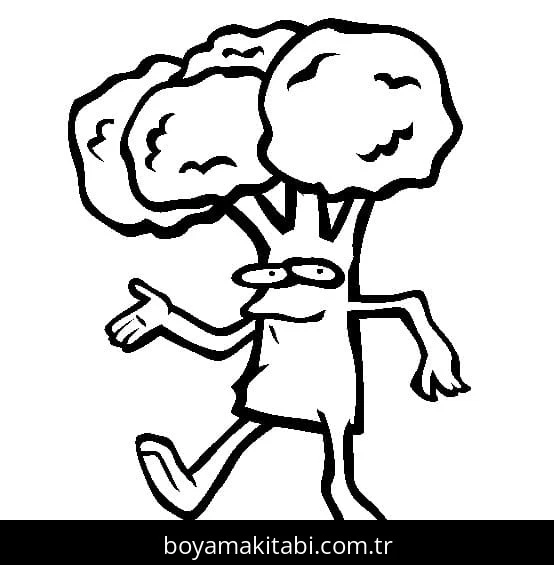 Brokoli boyama sayfası – eğlenceli etkinlik, el becerilerini geliştirir