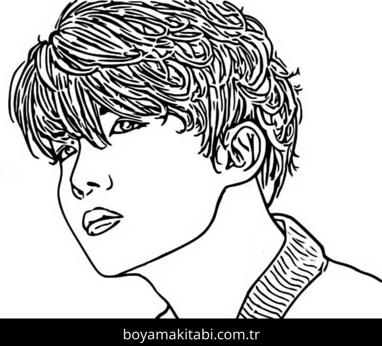 BTS boyama sayfası #38 – basit çizim, yaz tatili etkinliği