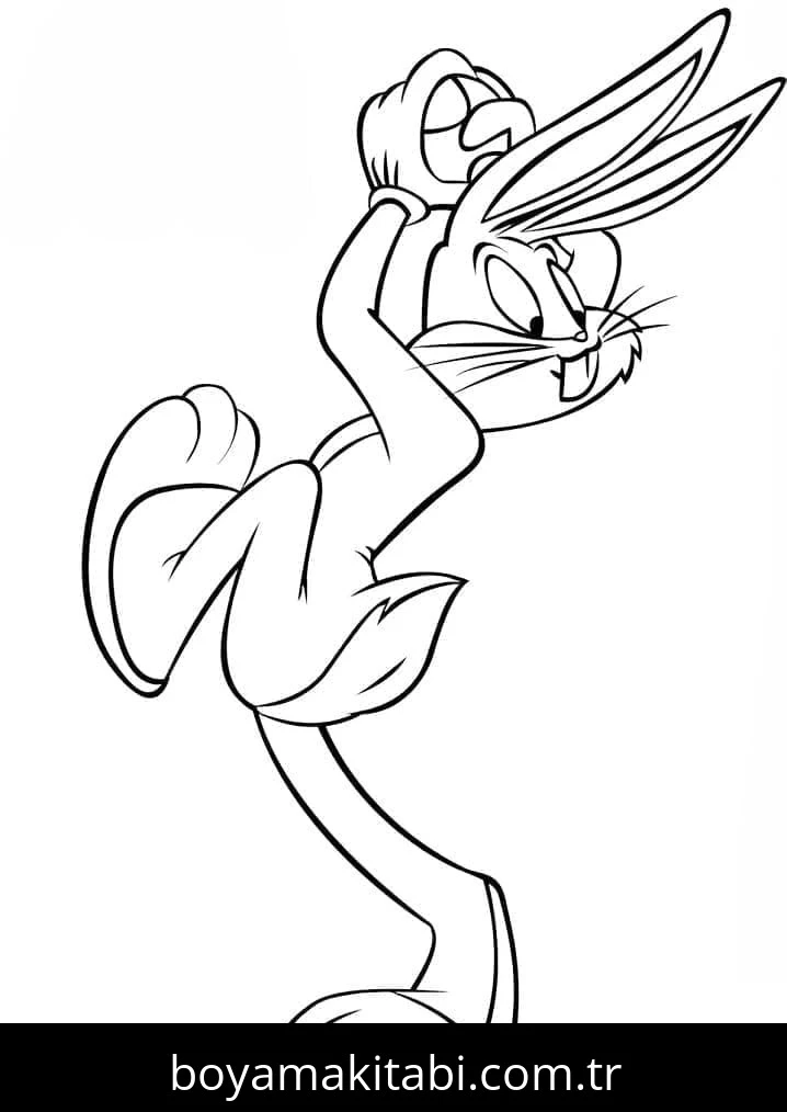 Bugs Bunny boyama sayfası – basit çizim, kolay boyama
