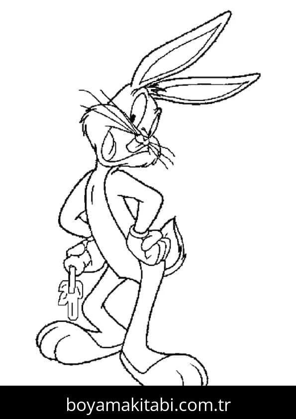 Bugs Bunny boyama sayfası – boyama çalışması, yaratıcılığı geliştirir