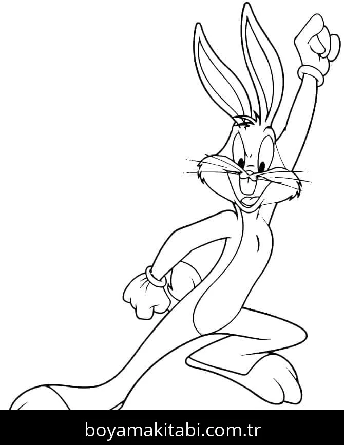 Bugs Bunny boyama sayfası – sevimli karakter, sanatsal çalışma
