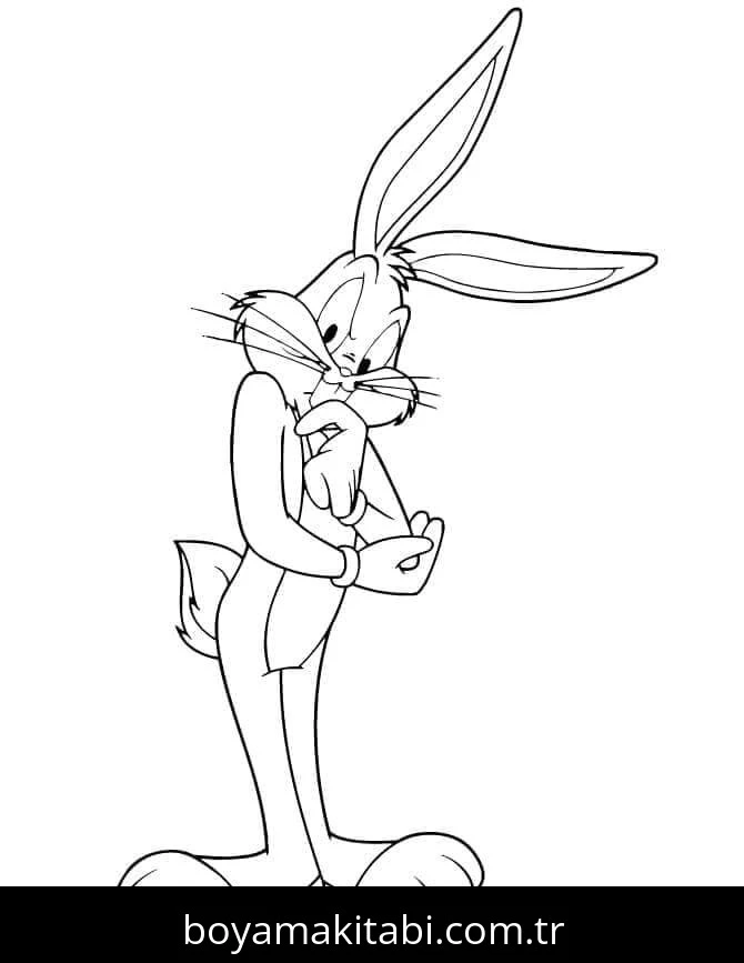Bugs Bunny boyama sayfası – eğitici aktivite, yaratıcılık