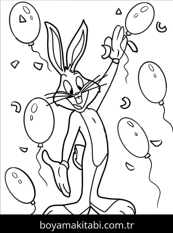 Bugs Bunny boyama sayfası – el becerilerini geliştirir, boyama çalışması
