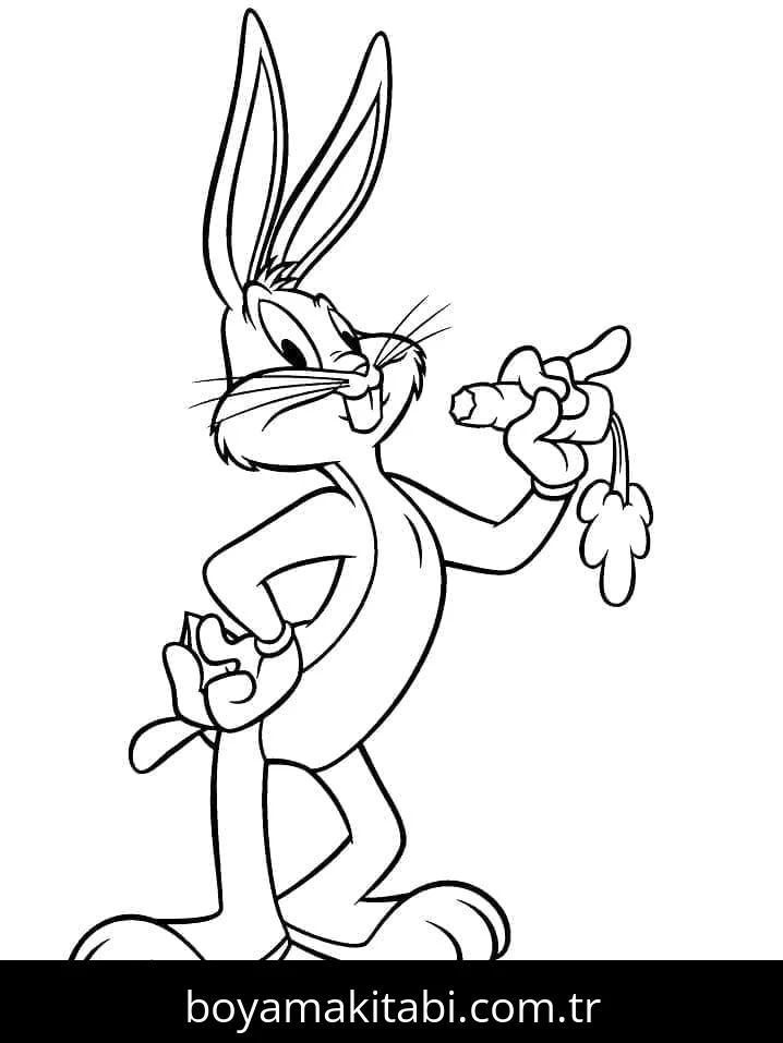 Bugs Bunny boyama sayfası – evde etkinlik, ücretsiz yazdır