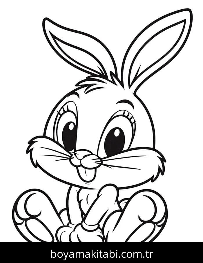 Bugs Bunny boyama sayfası – renkli çizimler, okul öncesi