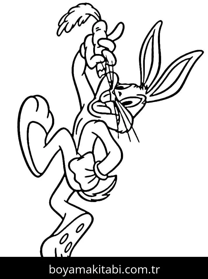 Bugs Bunny boyama sayfası – kolay boyama, eğitici aktivite