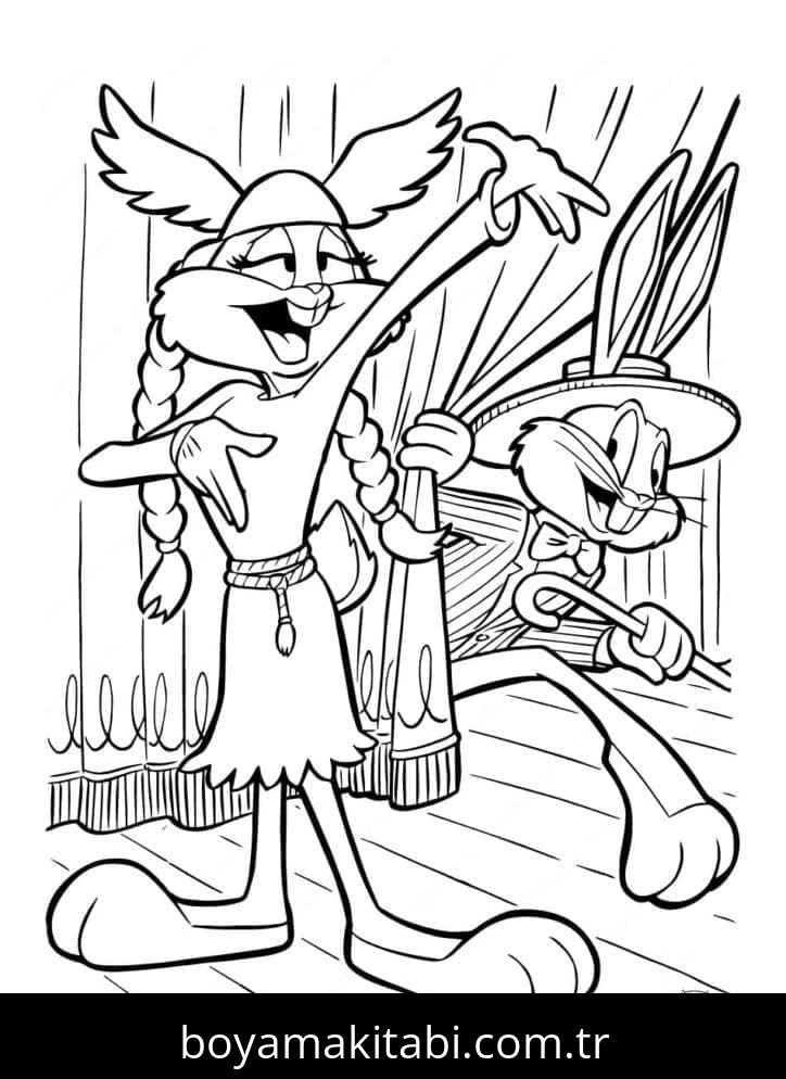 Bugs Bunny boyama sayfası – eğlenceli etkinlik, el becerilerini geliştirir