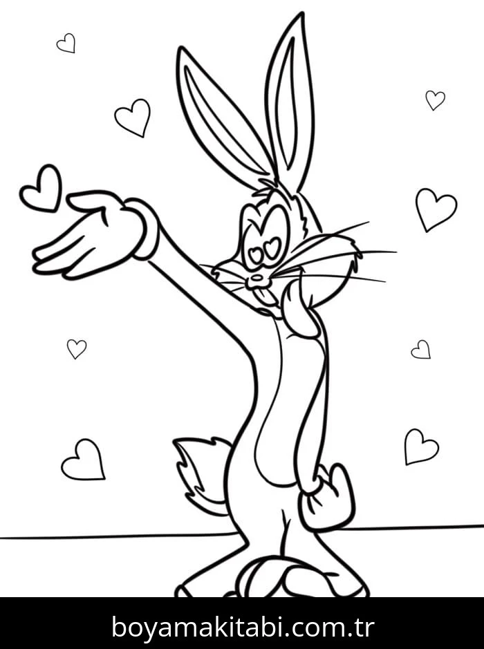 Bugs Bunny boyama sayfası – yaratıcılığı geliştirir, keyifli zaman
