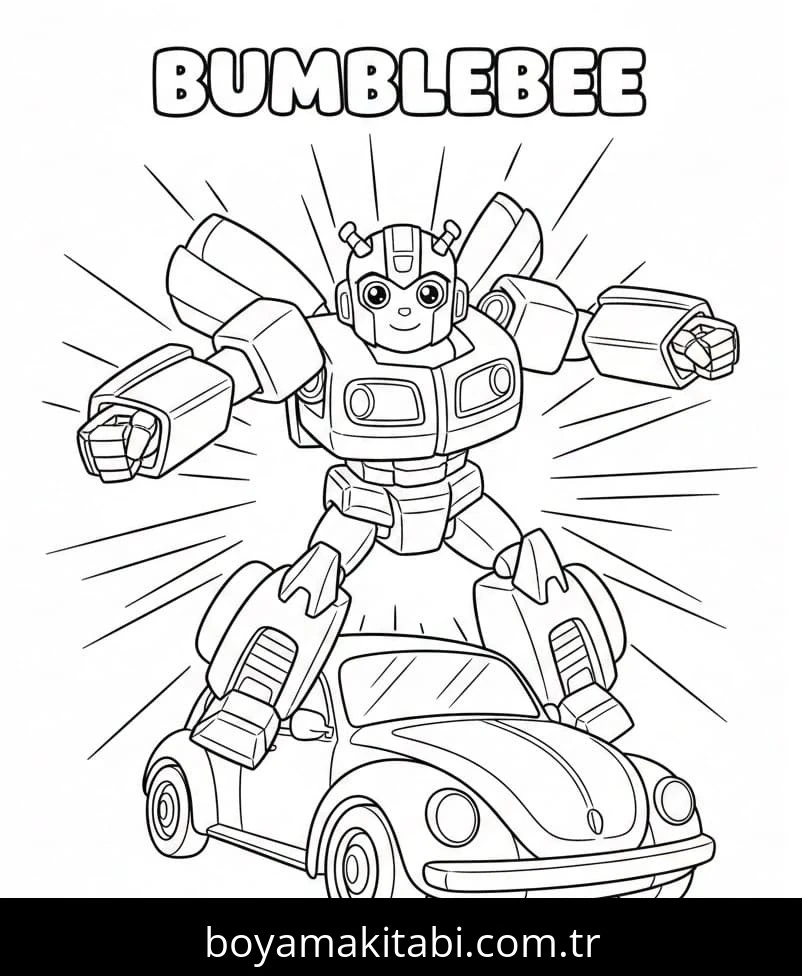 Bumblebee boyama sayfası – çocuklar için, çizgi film temalı