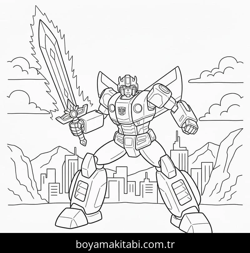 Bumblebee boyama sayfası – PDF indir, sevimli karakter