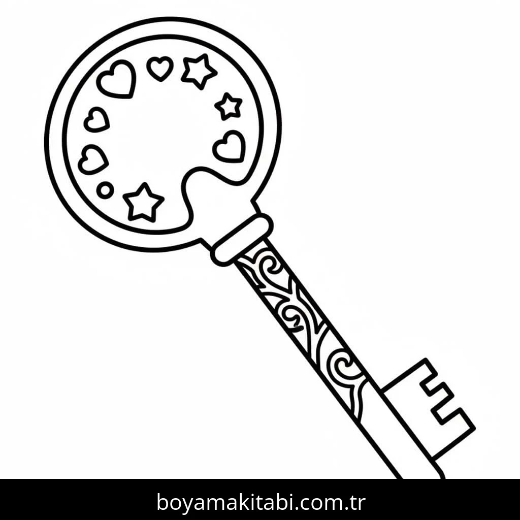 Anahtar boyama sayfası – renkli çizimler, okul öncesi