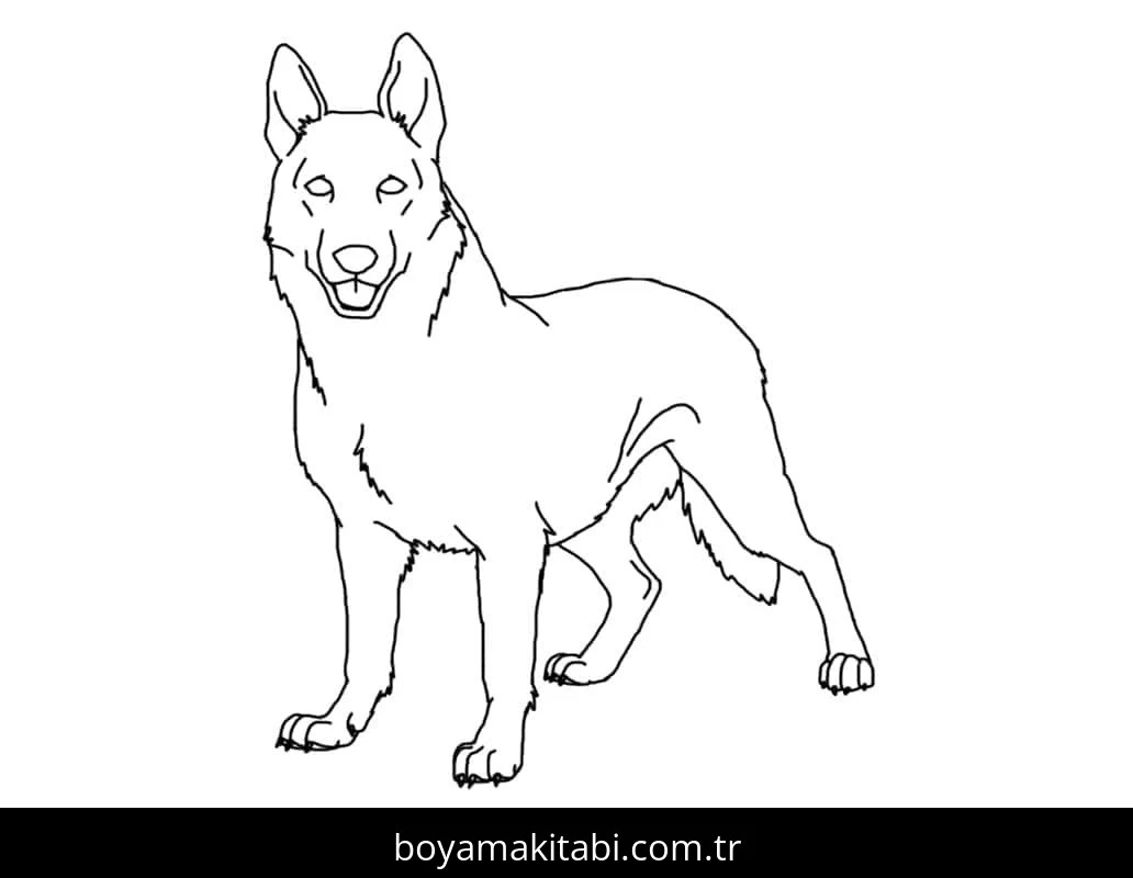 Çoban Köpeği boyama sayfası – sevimli karakter, sanatsal çalışma