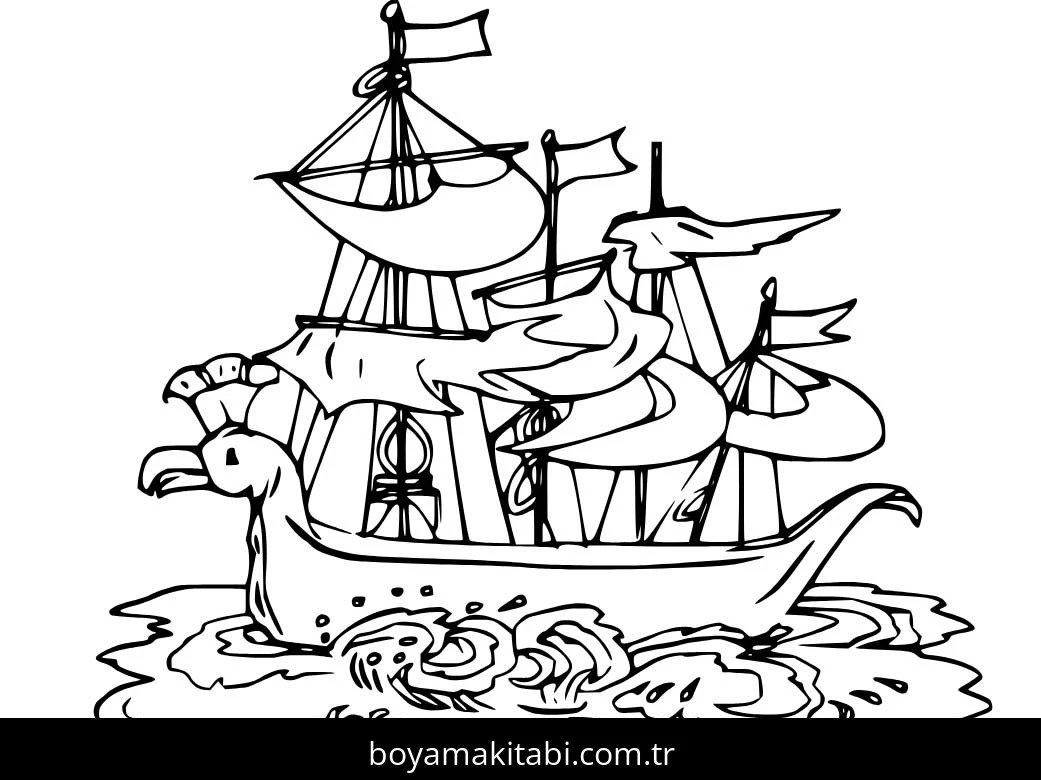 Gemi boyama sayfası – eğlenceli etkinlik, el becerilerini geliştirir