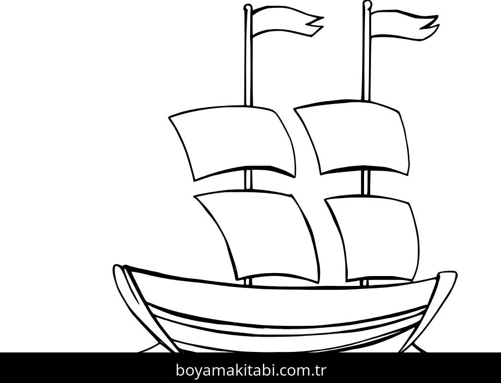 Gemi boyama sayfası – sevimli karakter, sanatsal çalışma