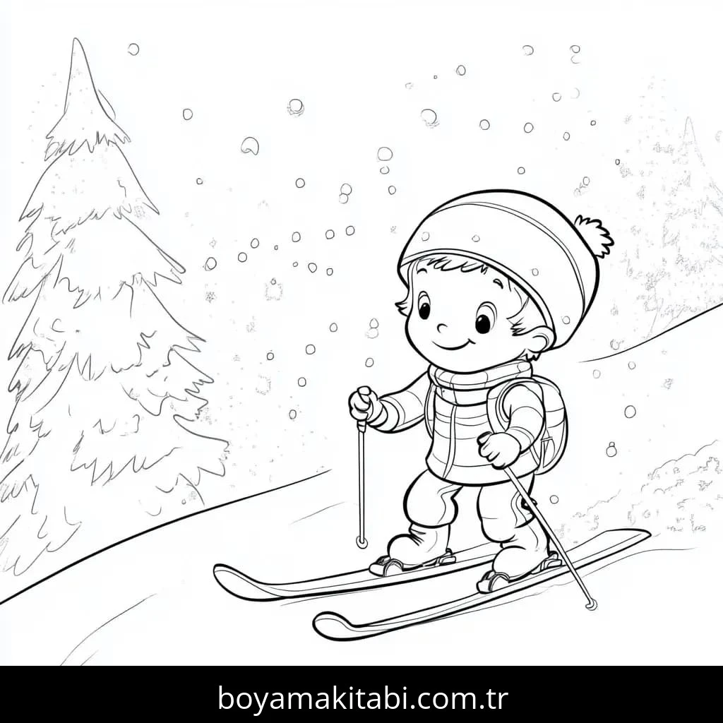 Kayak boyama sayfası – okul öncesi, evde etkinlik