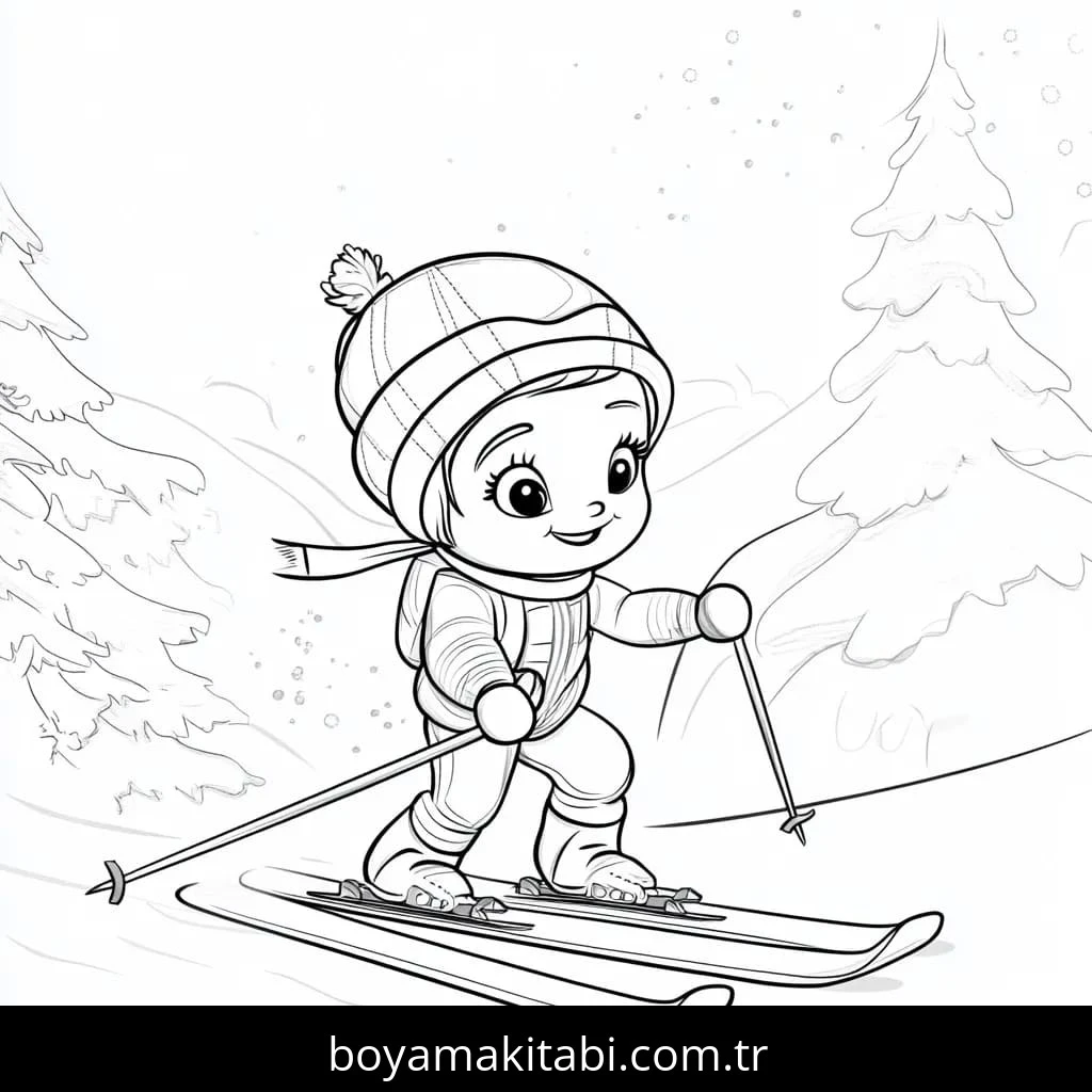 Kayak boyama sayfası – boyama etkinliği, çocuk aktivitesi