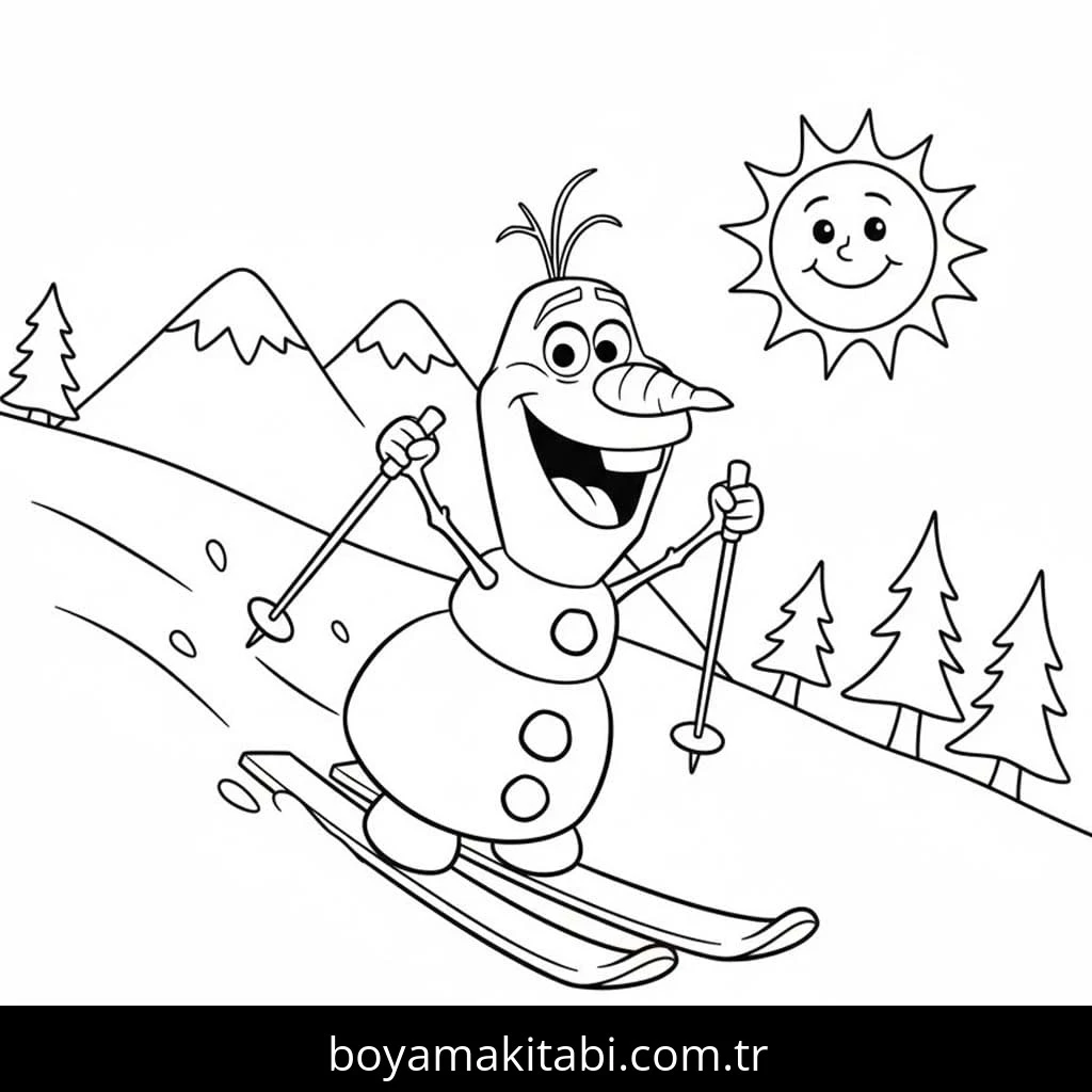 Kayak boyama sayfası – keyifli zaman, renkli çizimler