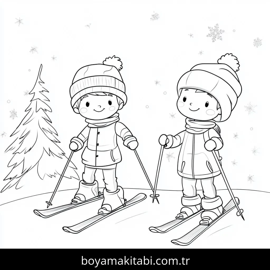 Kayak boyama sayfası – kolay boyama, eğitici aktivite