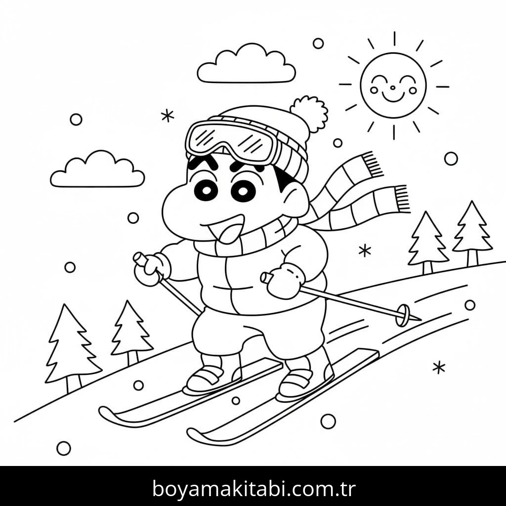 Kayak boyama sayfası – eğlenceli etkinlik, el becerilerini geliştirir