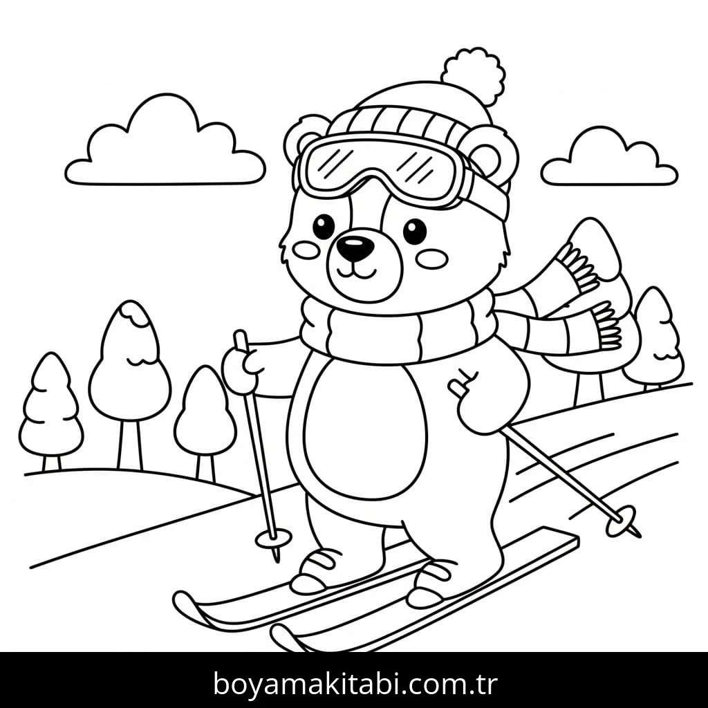 Kayak boyama sayfası – eğitici aktivite, yaratıcılık