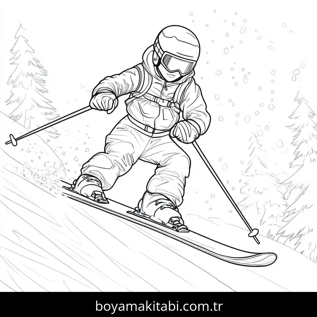 Kayak boyama sayfası – el becerilerini geliştirir, boyama çalışması