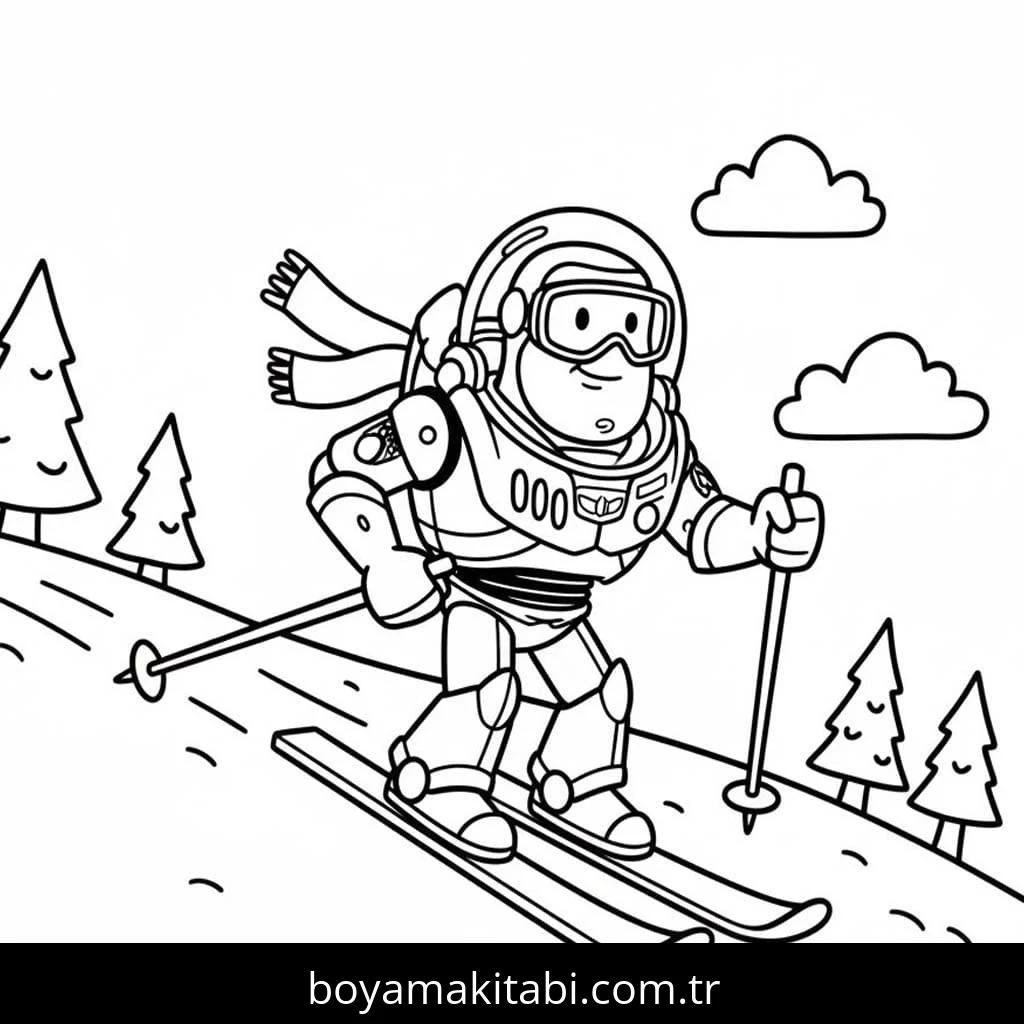 Kayak boyama sayfası – keyifli zaman, renkli çizimler