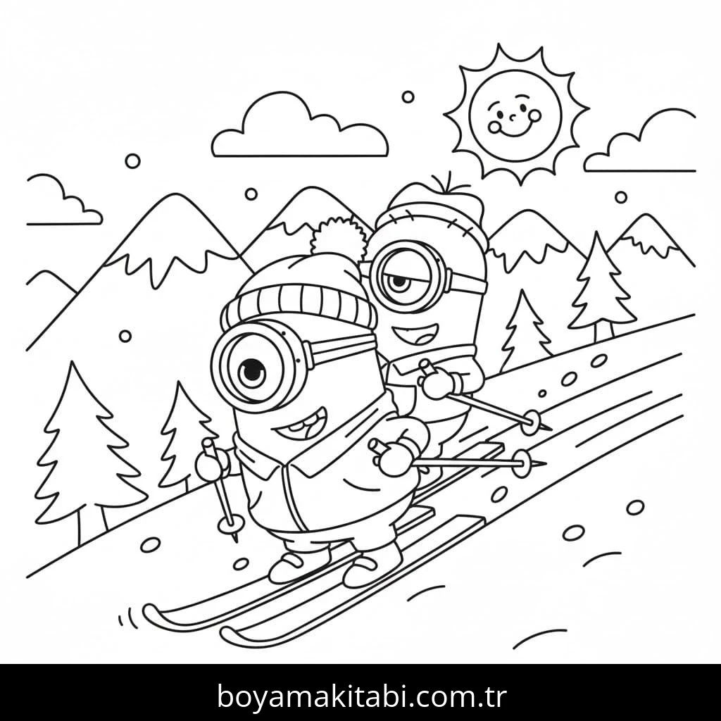 Kayak boyama sayfası – evde etkinlik, ücretsiz yazdır