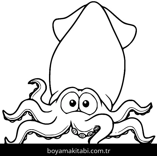 Ahtapot boyama sayfası #108 – basit çizim, yaz tatili etkinliği