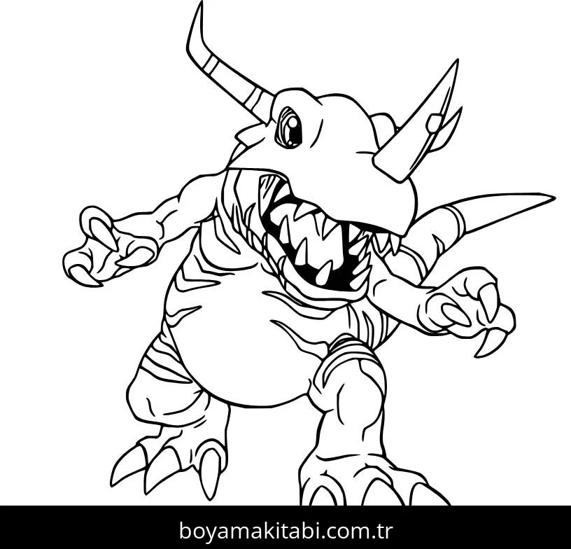 Digimon boyama sayfası – basit çizim, kolay boyama