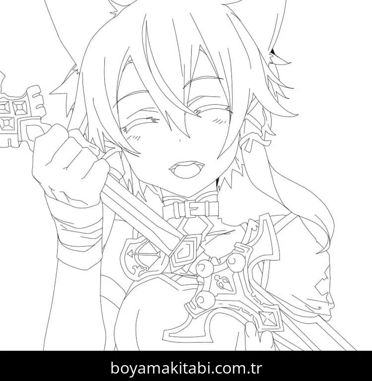 Sword Art Online boyama sayfası #5 – çocuk aktivitesi, ilkokul öğrencileri için