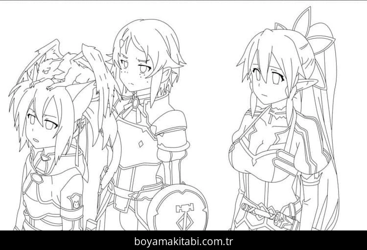 Sword Art Online boyama sayfası #7 – basit çizim, yaz tatili etkinliği