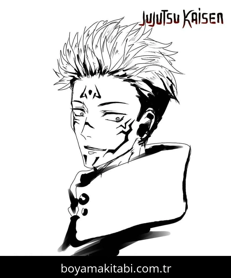 Jujutsu Kaisen boyama sayfası – çocuklar için, çizgi film temalı