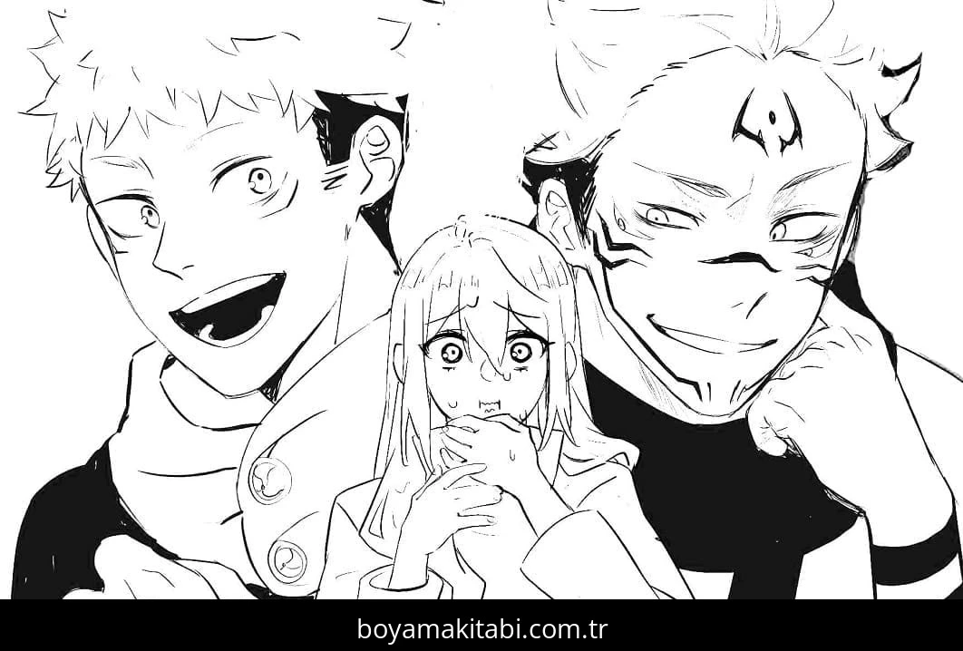 Jujutsu Kaisen boyama sayfası – keyifli zaman, renkli çizimler