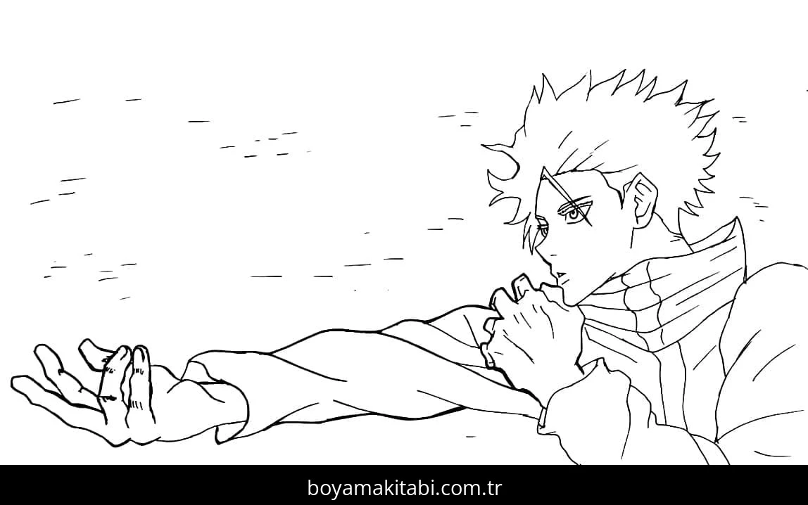 Jujutsu Kaisen boyama sayfası – basit çizim, kolay boyama