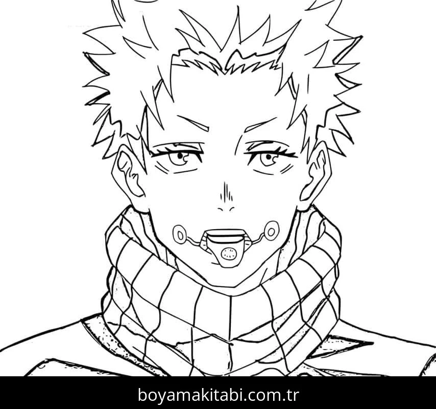 Jujutsu Kaisen boyama sayfası – eğlenceli etkinlik, el becerilerini geliştirir